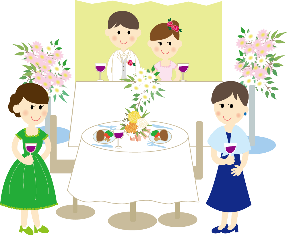 かわいい結婚式場  無料イラストに写真・文字を入れる