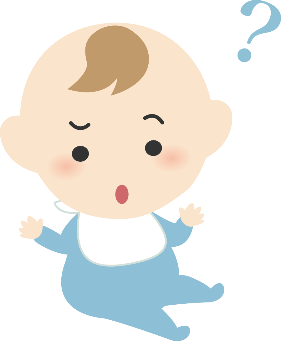 赤ちゃん 考える 人 無料イラストに写真・文字を入れる