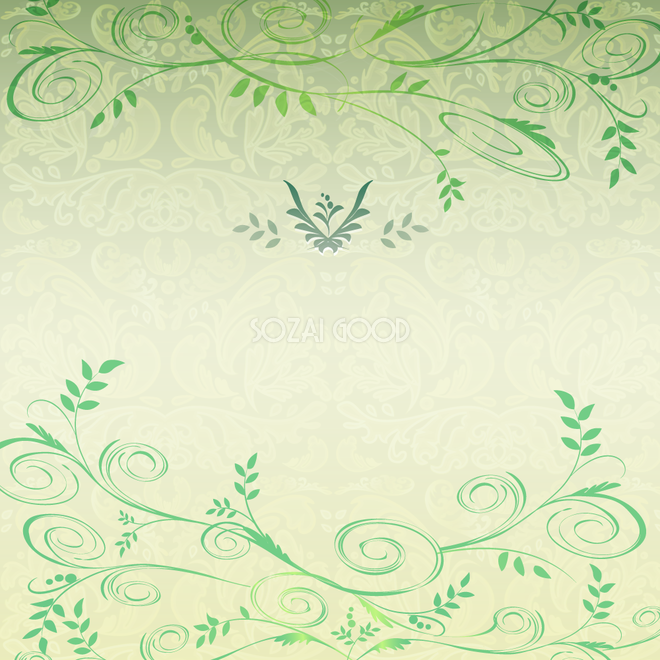 上品な植物をシルエット フレーム素材 飾り枠無料背景 緑 グリーン イラスト20341 素材good