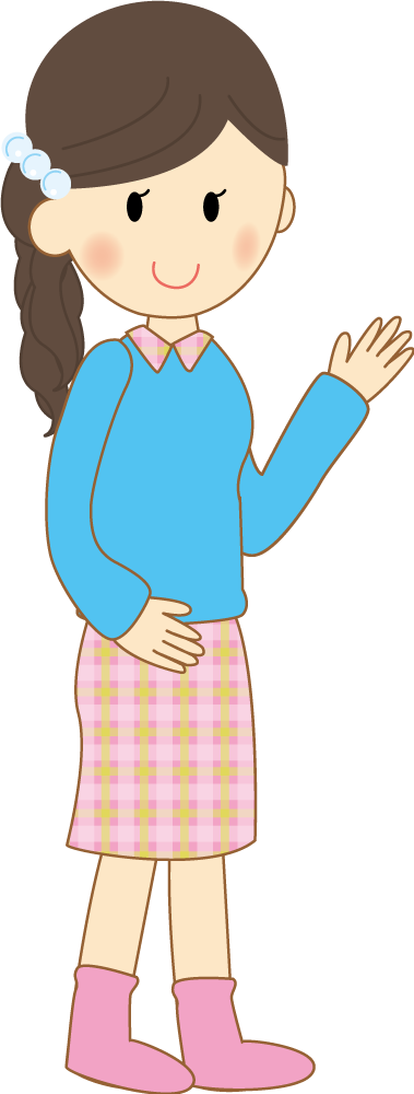 女の子が左手でご案内 無料イラストに写真・文字を入れる