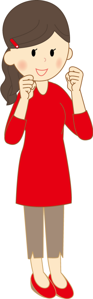女の子がガッツポーズ 無料イラストに写真・文字を入れる