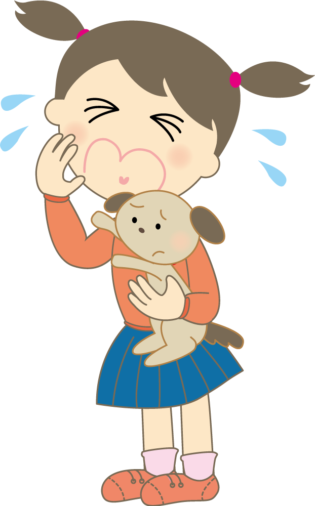 女の子が泣いている 無料イラストに写真・文字を入れる