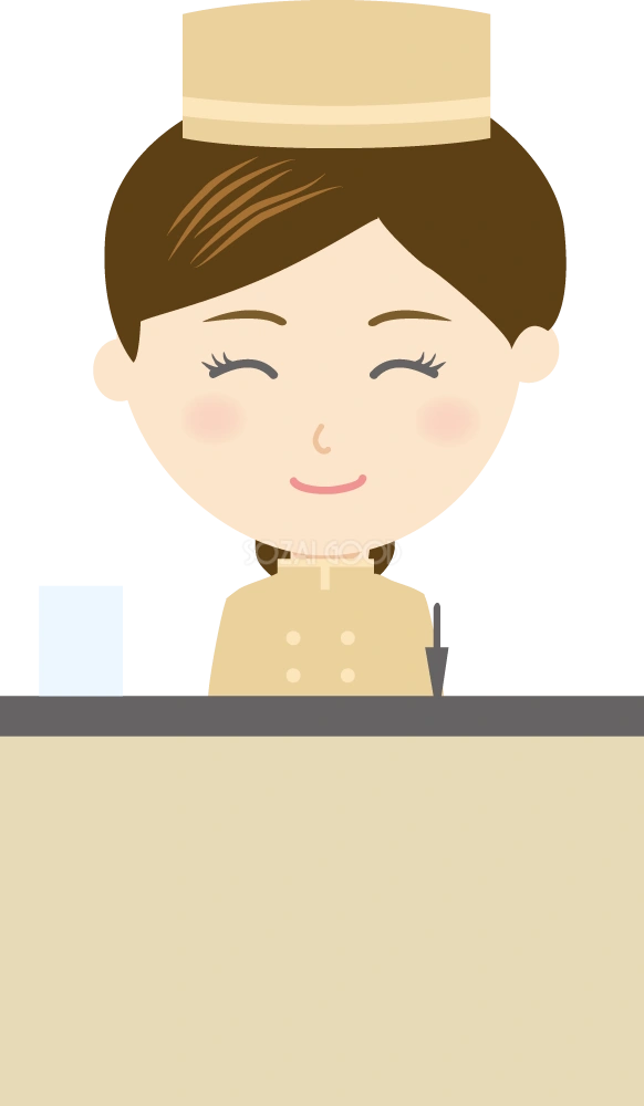 カウンター ホテルマン女性 無料イラスト