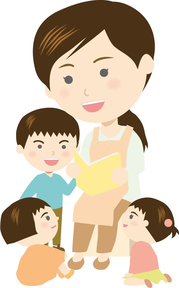 子供に絵本を読んでいる 無料イラスト