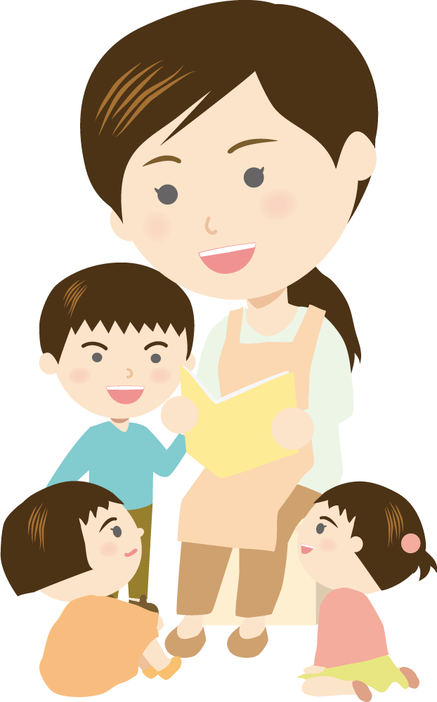 子供に絵本を読んでいる 無料イラストに写真・文字を入れる