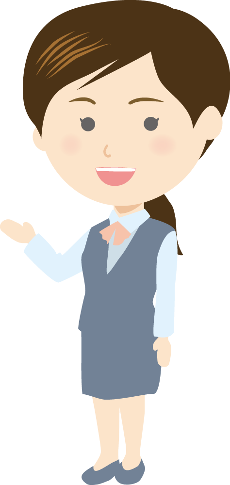 ご案内する銀行員女性 無料イラストに写真・文字を入れる