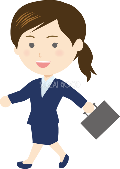 元気に歩く新社会人女性 無料イラスト 素材good