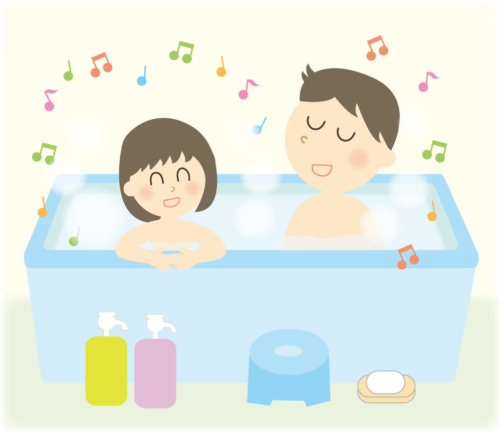 お風呂 入浴 無料イラストに写真・文字を入れる