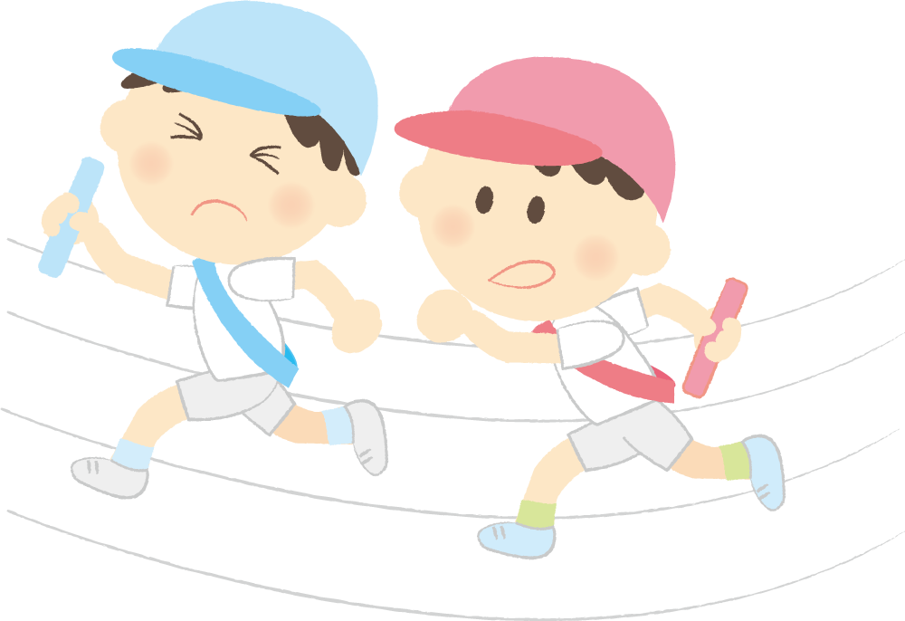 運動会で追い抜く男の子 無料イラストに写真・文字を入れる