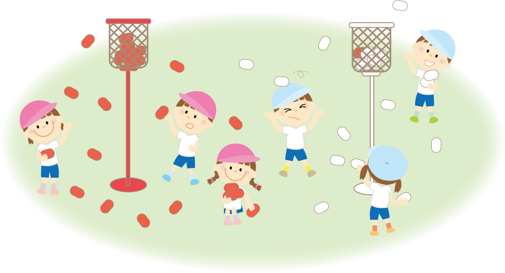 玉入れをする子供達 無料イラストに写真・文字を入れる