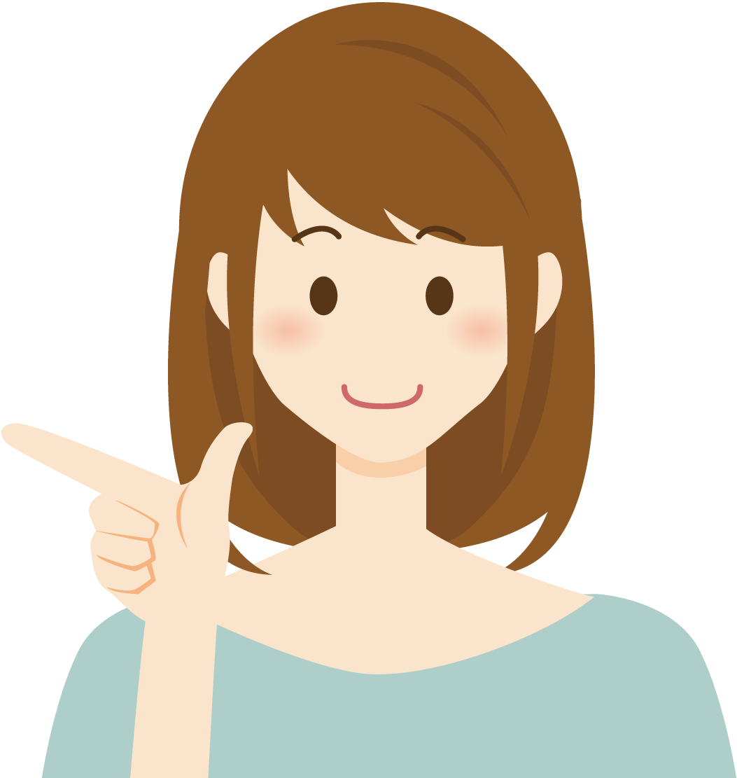 主婦 女性 指差し 人 無料イラストに写真・文字を入れる