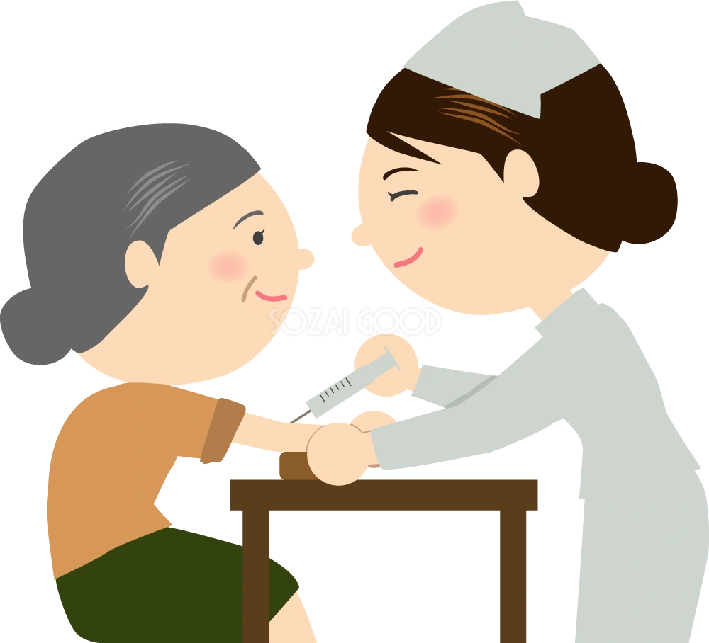 おばあちゃん 注射 無料イラスト