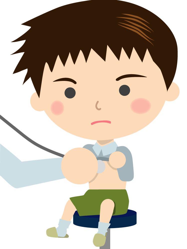 病院で診察 男の子 無料イラストに写真・文字を入れる