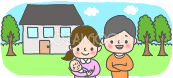 幸せ家族 お父さん＆お母さん＆赤ちゃん 無料イラスト【アニメーション】