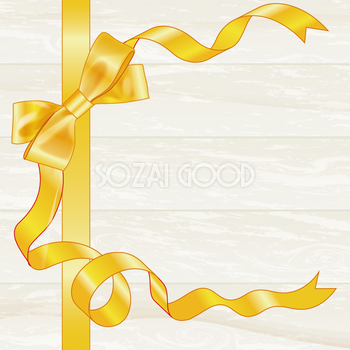 黄金のリボンフレーム素材 無料招待状-カード-枠-囲みm033