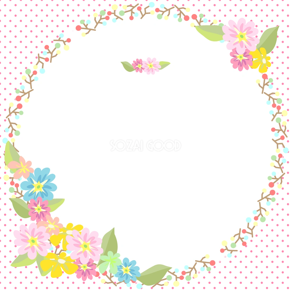 花飾りフレーム素材 招待状-カード-枠-囲みm001