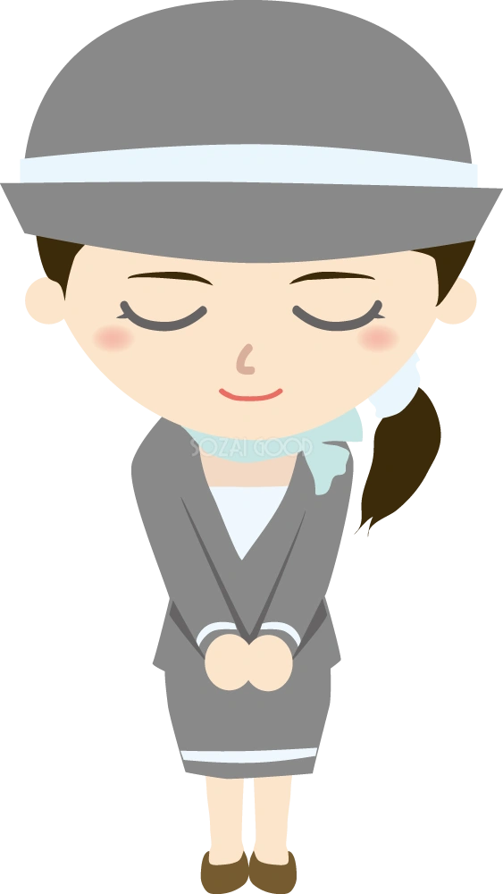 ショッピングモールの受付女性 お辞儀イラスト