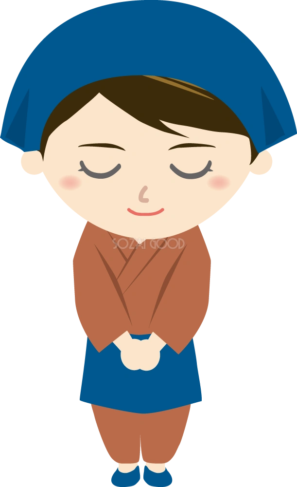 和食店の受付女性 お辞儀イラスト