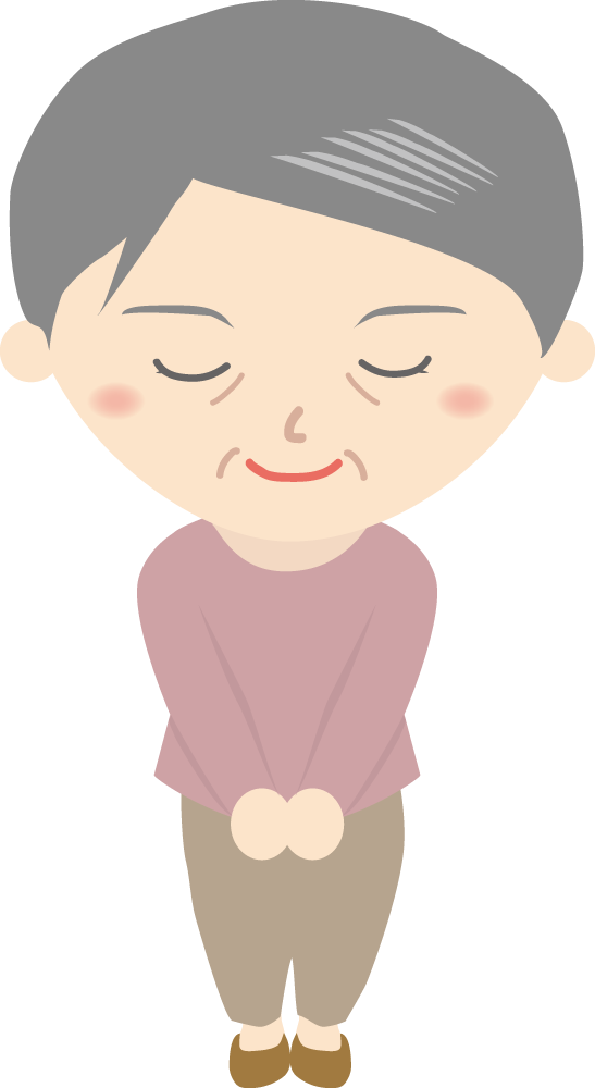 老人（女性） お辞儀イラストに写真・文字を入れる
