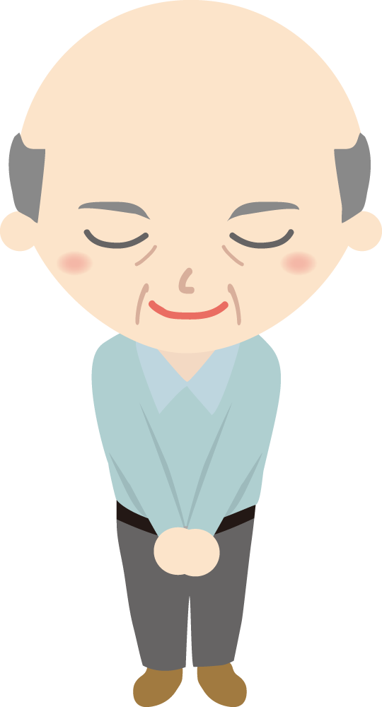 老人（男性） お辞儀イラストに写真・文字を入れる