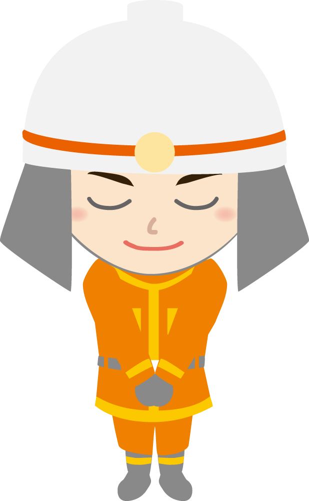 消防士 お辞儀イラストに写真・文字を入れる