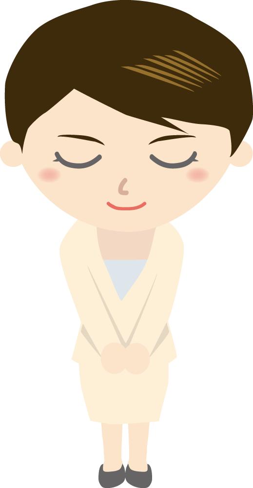 スーツ（女性） お辞儀イラストに写真・文字を入れる