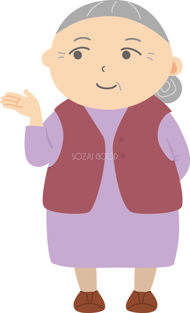 おばあちゃん 指差しご案内編 無料イラスト