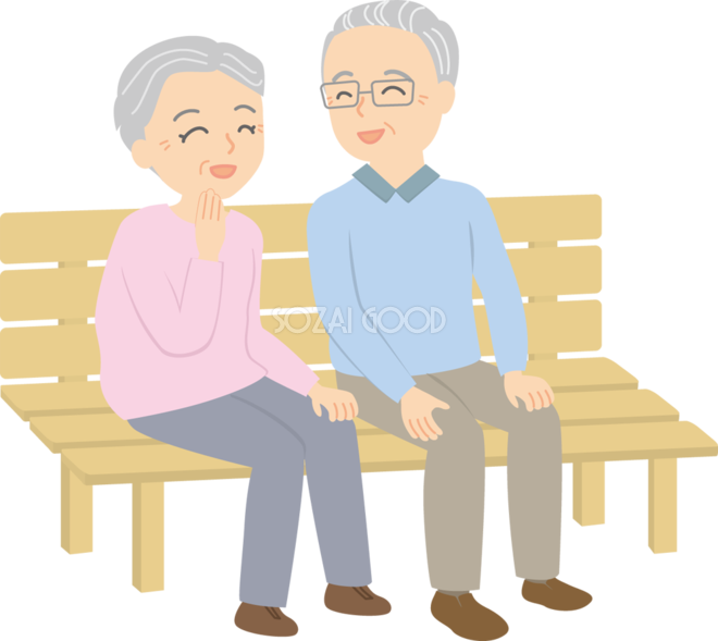 おじいちゃんとおばあちゃんが笑顔で幸せそうに会話編 無料イラスト 素材good