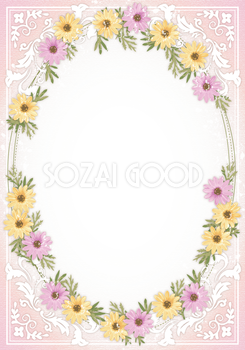 エレガントなお花 無料の縦長フレーム素材 枠 飾り25010