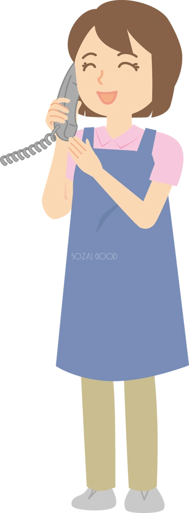 女性介護士 お電話お問い合わせ編 無料イラスト