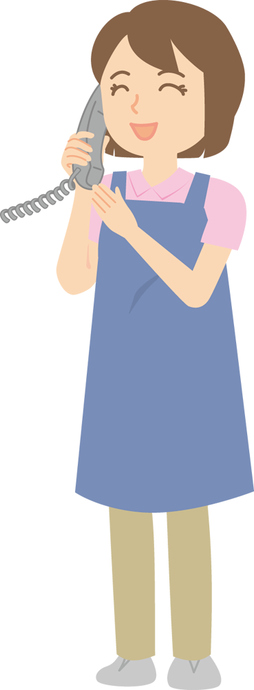 女性介護士 お電話お問い合わせ編 無料イラストに写真・文字を入れる