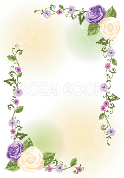 薔薇と植物 無料の縦長フレーム素材 枠 飾り 164