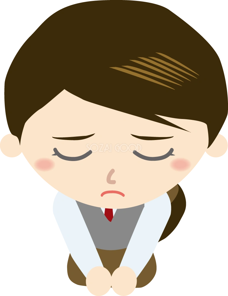 レストランの受付女性 土下座イラスト