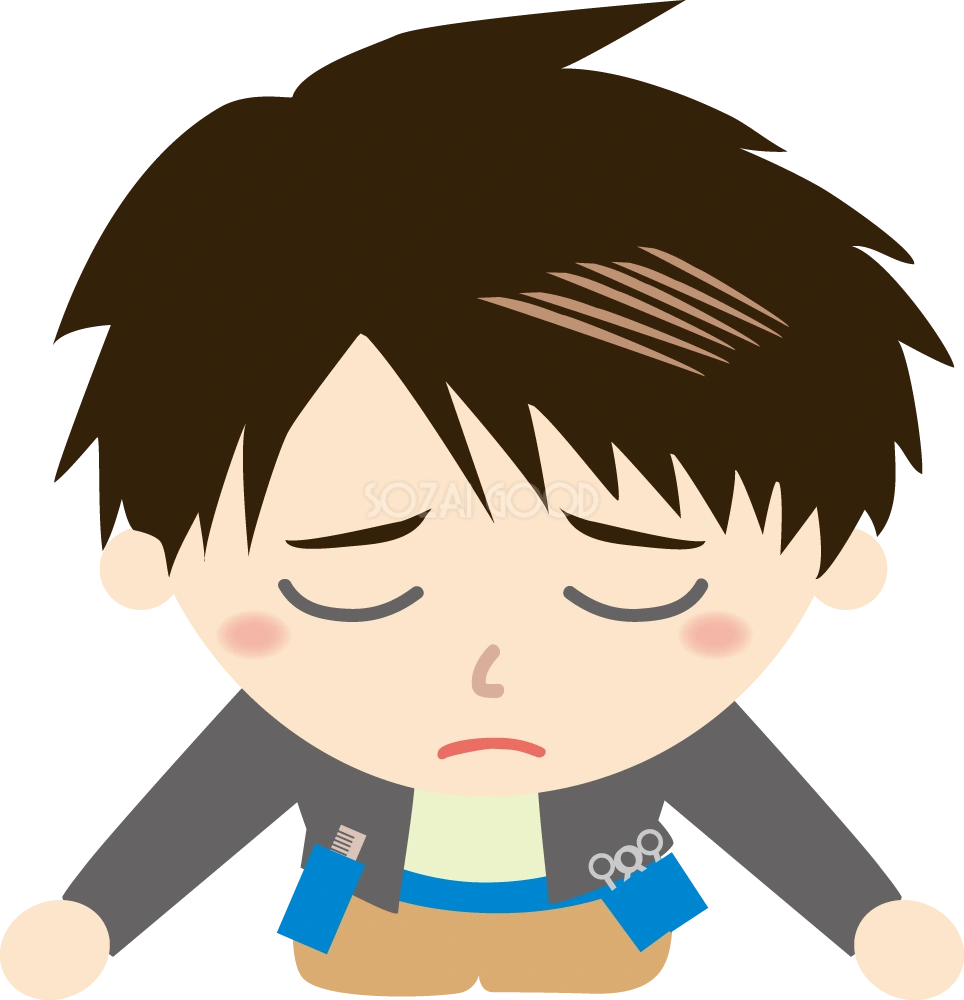 男性美容師 土下座イラスト