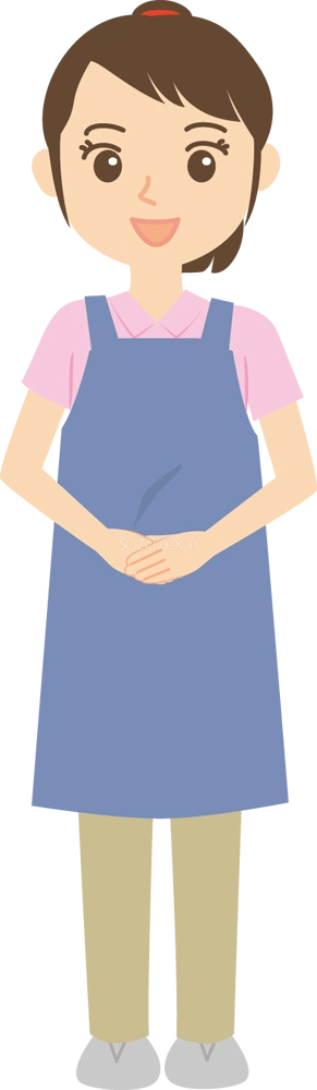 女性介護士 手を前で重ねご挨拶編 無料イラスト