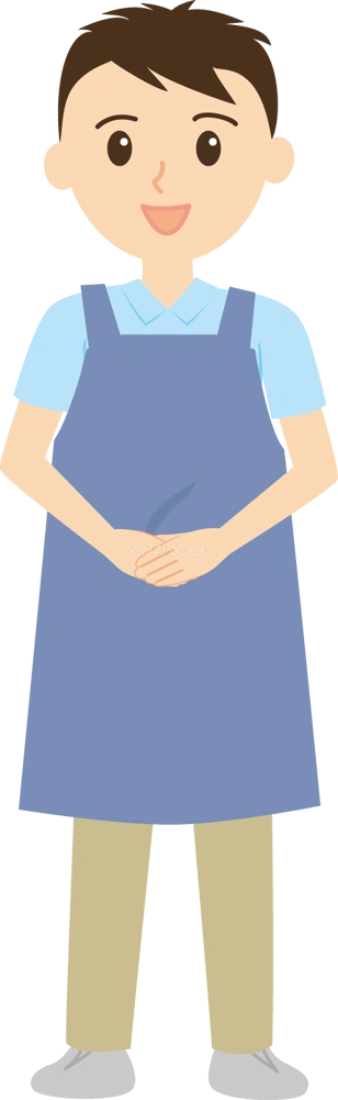 男性介護士 手を前で重ねご挨拶編 無料イラスト