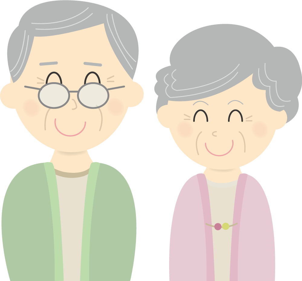 笑顔の老人夫婦 無料イラストに写真・文字を入れる