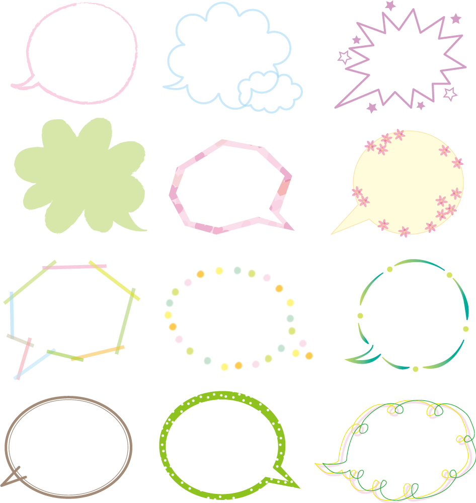 吹き出しセット無料イラストに写真・文字を入れる