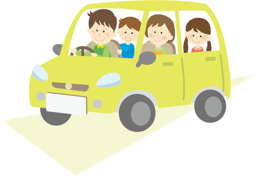かわいい家族（お父さん お母さん 息子 娘）車でお出かけイラスト25866に写真・文字を入れる