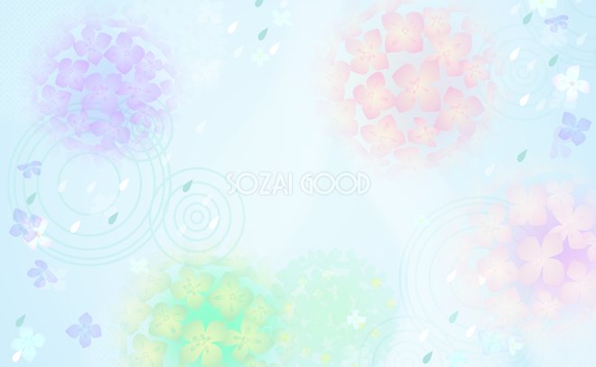 水面に写りこむ綺麗な紫陽花と花びらの波紋背景無料フリーイラスト25914 素材good