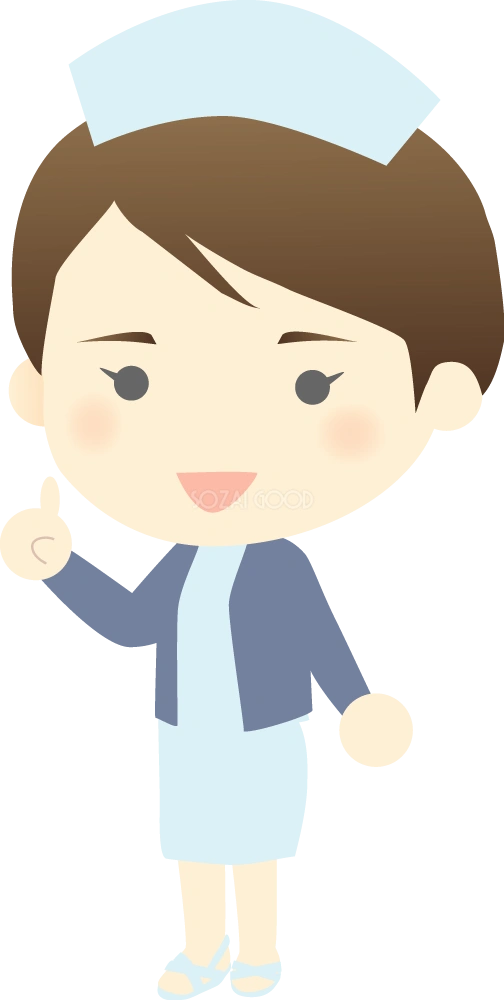 看護師（看護婦）が人差し指を立てポイント 医療 無料イラスト