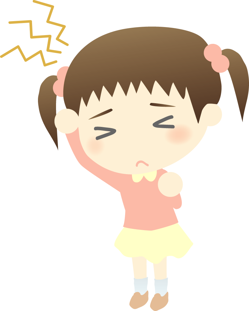 頭痛で辛そうな女の子 医療 無料イラストに写真・文字を入れる