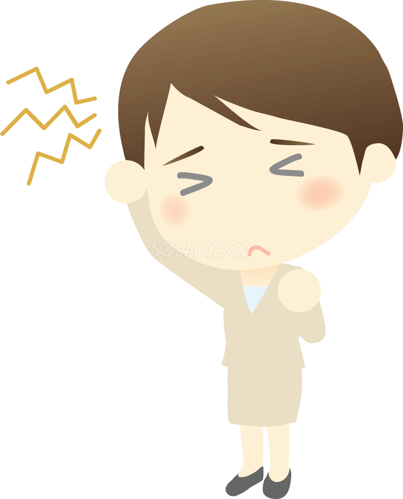 頭痛で辛そうな女性OL 医療 無料イラスト