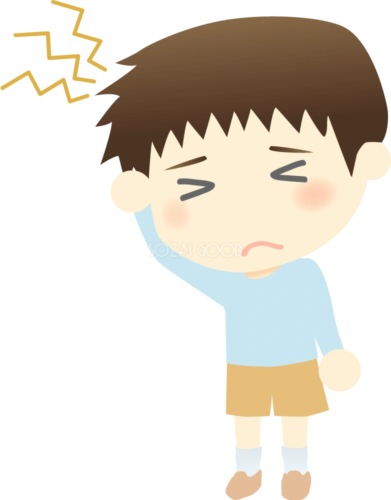 頭痛で辛そうな男の子 医療 無料イラスト