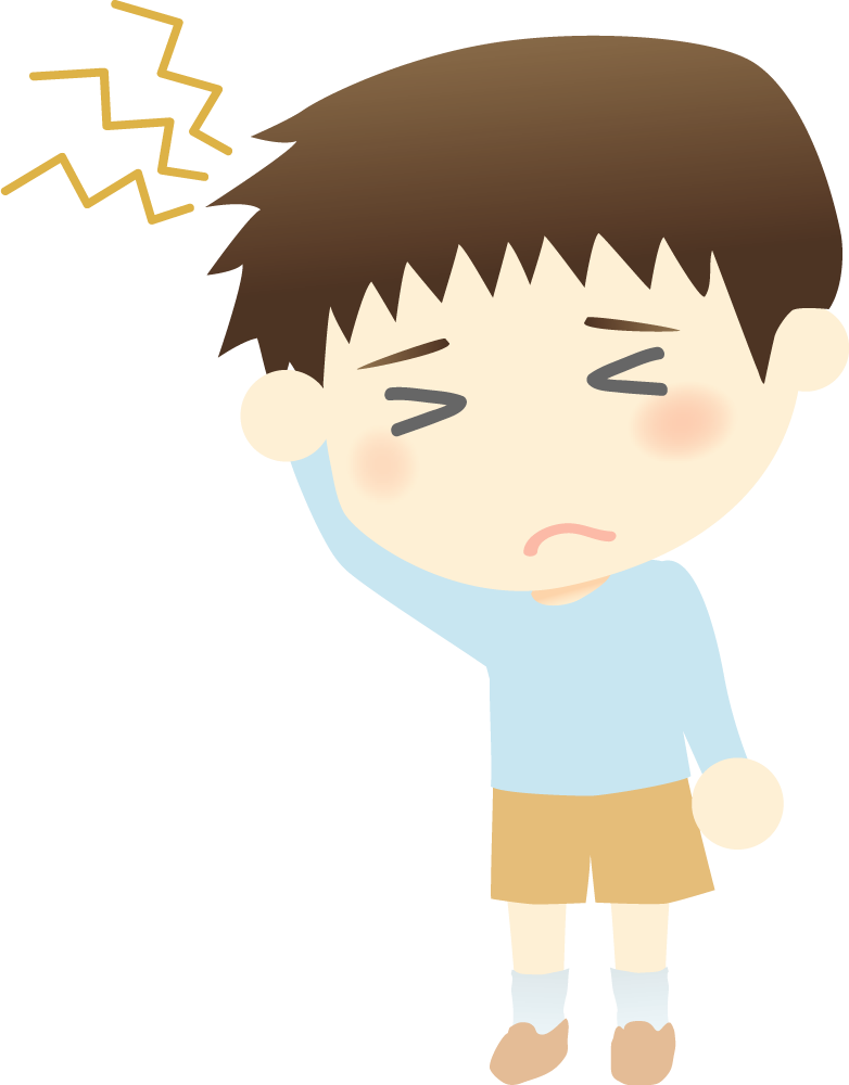 頭痛で辛そうな男の子 医療 無料イラストに写真・文字を入れる