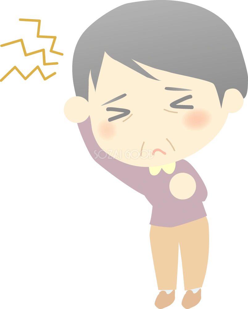 頭痛で辛そうな老人女性 医療 無料イラスト