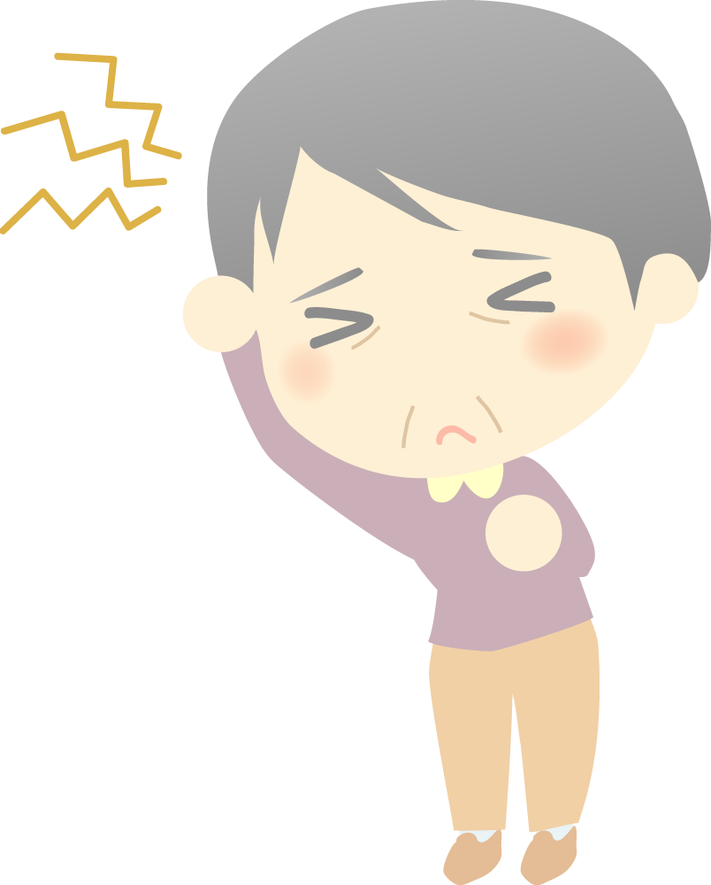 頭痛で辛そうな老人女性 医療 無料イラストに写真・文字を入れる