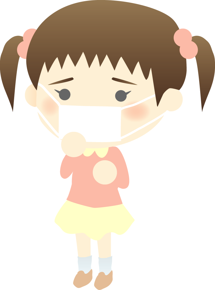 風邪をひく女の子 医療 無料イラストに写真・文字を入れる