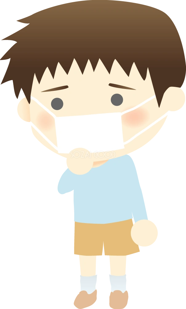 風邪をひく男の子 医療 無料イラスト