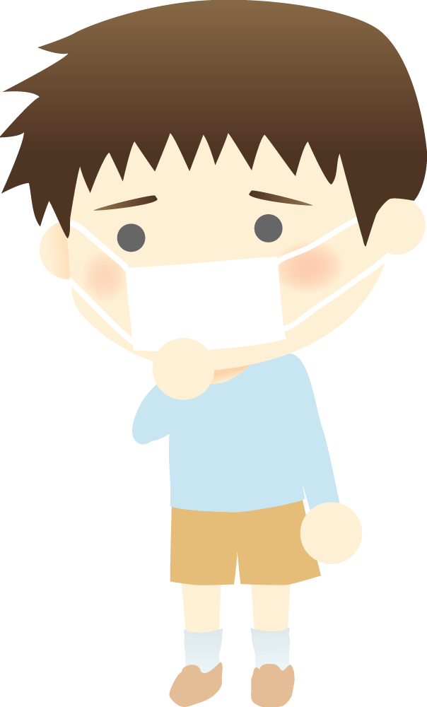 風邪をひく男の子 医療 無料イラストに写真・文字を入れる